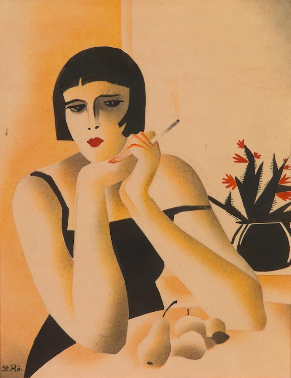 Jauna moteris su cigarete
